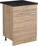 Vicco Keukenonderkast R-Line, Sonoma/Goudkleurig Eiken, 60 cm met lade antraciet werkblad