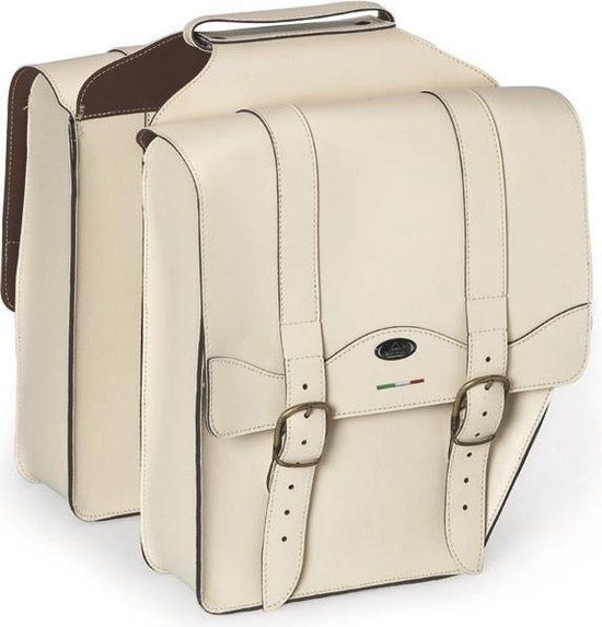 Selle Monte Grappa Cruiser Dubbele Fietstas - 30 Liter - Kunstleer - Wit - Achter - Stadsfiets