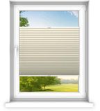 time4blinds Plisségordijn zonder boren op maat gemaakt - Vouwgordijn - Plisségordijn privacy en zonwering - Eenvoudige installatie - Kant-en-klaar plisségordijn - 80x200 cm - Beige room
