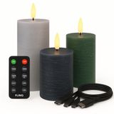 FlinQ Oplaadbare LED Kaarsen met Bewegende Vlam - 3 stuks - Warm Neutrals