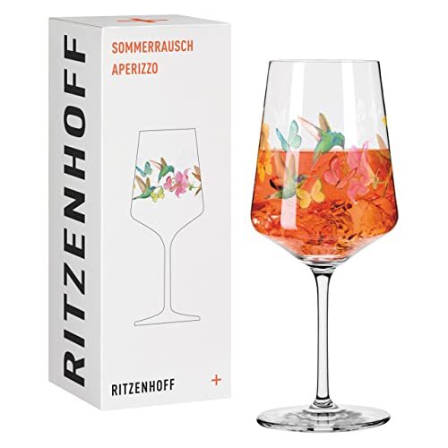 Ritzenhoff Zomerruch Aperitiefglas #12 van August Loibner, van kristalglas, 544 ml, vaatwasmachinebestendig, in geschenkverpakking, oranje, groen, roze, 2841012