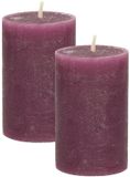 Atmosphera Stompkaars - 2x - bordeaux rood - 5 x 8 cm - cilinderkaars