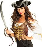 Boland Carnaval verkleed piraten hoed - zwart - met piratenzwaard 68 cm