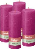 Bolsius - Rustieke Stompkaarsen - 4 Stuks - Fuchsia Roze - 19cm - 85 branduren