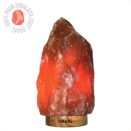 Orakl Himalaya Zoutlamp Core - 2-4 KG - Rood - Met Dimmer - Incl. LED Lamp & Houten Standaard