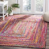 Safavieh Cape Cod Collection Accent tapijt - 11,5 cm x 16 cm, rood en multi, handgemaakte boho gevlochten jute en katoen, ideaal voor ruimtes met veel verkeer bij de ingang, woonkamer, slaapkamer