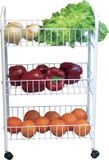 MSV Keuken/badkamer trolley - metaal - wit - met wielen - 37 x 26 x 68 cm