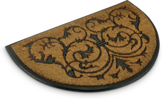 Relaxdays Deurmat kokos halfrond - Kokosmat met print - Voetmat - Deur mat
