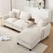 FloraGrace Canapé d'angle avec console centrale, ports USB, porte-gobelets et sac de rangement – Velours côtelé – Beige