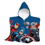 hermet, Marvel Avengers Strandlaken met capuchon, Maxi Poncho voor kinderen, 60 x 60 cm, handdoek voor strand of zwembad, 100% zacht katoen