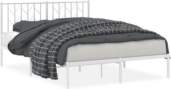 vidaXL Bedframe met hoofdbord metaal wit 140x200 cm