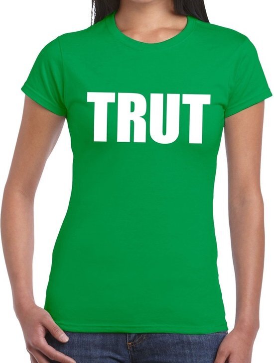 Bellatio Decorations Trut tekst t-shirt groen dames L