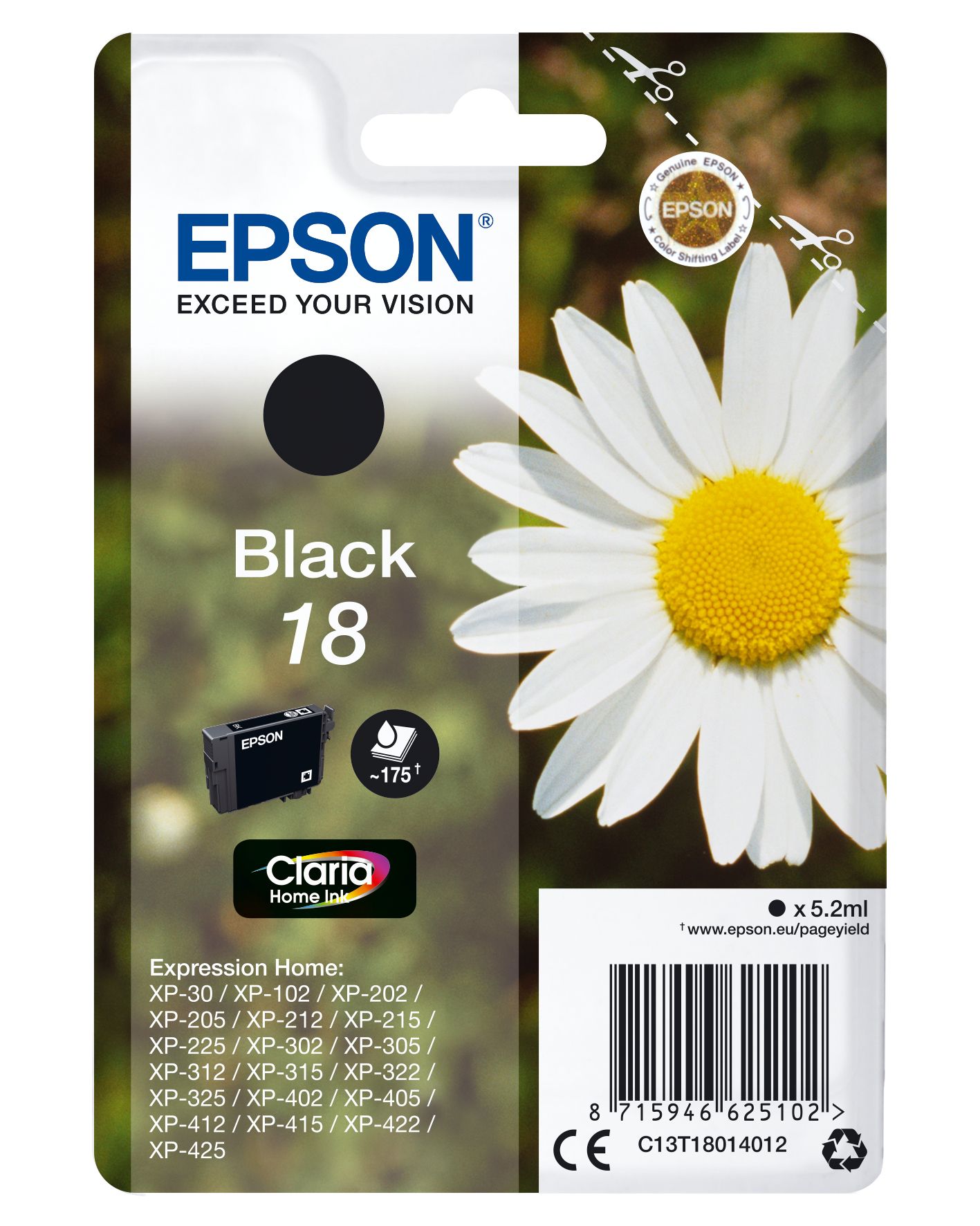 Epson 1801 Zwart - Inktcartridge - Origineel - 175 pagina's - C13T18014012