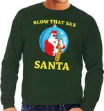 Bellatio Decorations Foute kersttrui / sweater - groen - Kerstman Blow That Sax voor heren XL