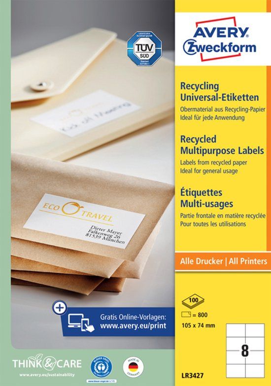 Avery Zweckform LR3427 Recycling etiketten