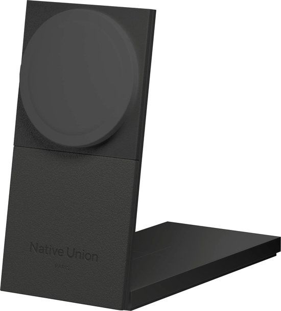 Native Union Rise 2in1 Wireless Charger for iPhone and Airpods - Zwart - MagSafe - Qi2 - 15W