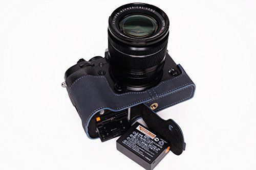 TP Handgemaakte Echt Lederen Half Camera Case Camera Tas voor FUJIFILM XT3 X-T3 XT2 Blauw Onderzijde Open