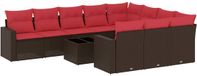 vidaXL 11-delige loungeset met kussens, polyrattan, bruin
