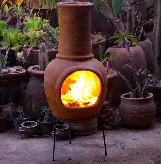 Sol y Yo Sol-y-Yo Chimenea Mexicaanse terracotta kachel (geel, 105 cm