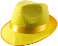 Folat Party Products Folat Trilby verkleed hoed - neon geel - voor volwassenen