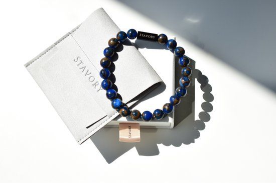 STAVORY® Golden Enamel Agate Natuursteen Armband - Unisex - 19cm