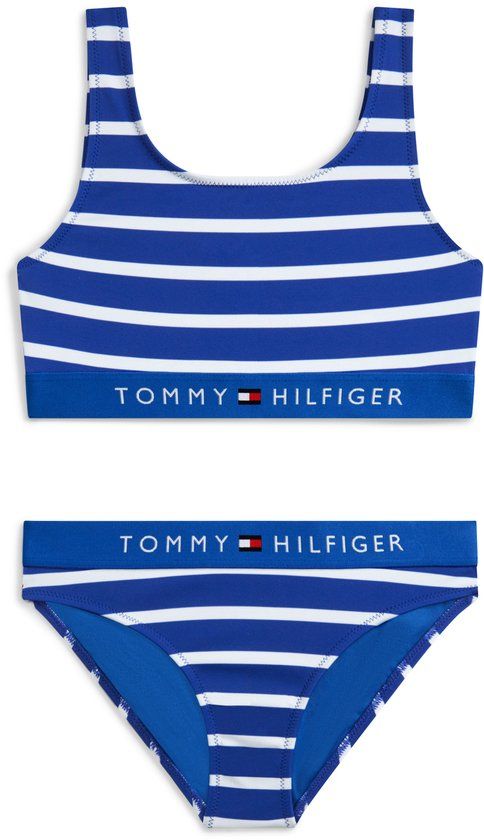 Tommy Hilfiger Gestreepte Crop Bikini Met Logo Blauw/Wit