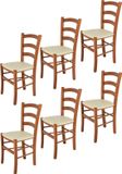 t m c s Tommychairs Venice - Eetkamerstoelen - Set van 6 - Kersenhout & Ivoor - Kunstleer