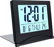 MMOBIEL Digitale Klok LCD Reiswekker Opvouwbaar met Achtergrondverlichting – Bureau Klok Wekker Digitaal met Temperatuur en Datum – Wekker Digitaal Klokje – Digitale Klok op Batterijen incl. – Zwart