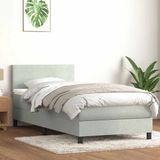 vidaXL Boxspring met matras fluweel lichtgrijs 80x210 cm