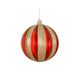 Unzerbrechliche Weihnachtskugel für den Weihnachtsbaum, aus Kunststoff, rot mit goldenen Streifen, 10 cm, 1 Stück