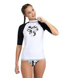 Arena Women's Rash Vest S/s Graphic White-black Taille: XS