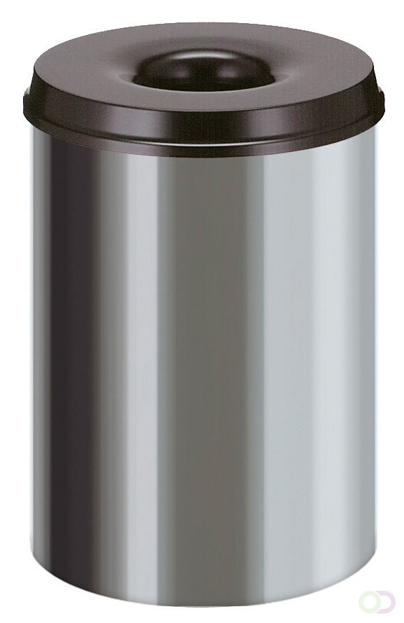Afvalbak Vlamdovend 30 liter RVS/Zwart