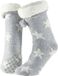 Apollo Dames huissokken/slofsokken - grijs/wit - sterren - maat 36-41 - Anti-slip