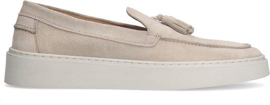Manfield Heren Beige Suède Loafers met Kwastjes - Maat 47
