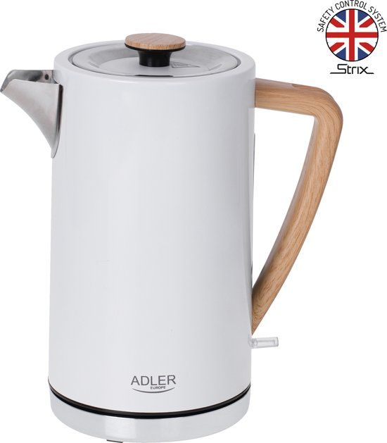 Adler AD 1347W waterkoker 1,5 l 2200 W Wit, Hout
