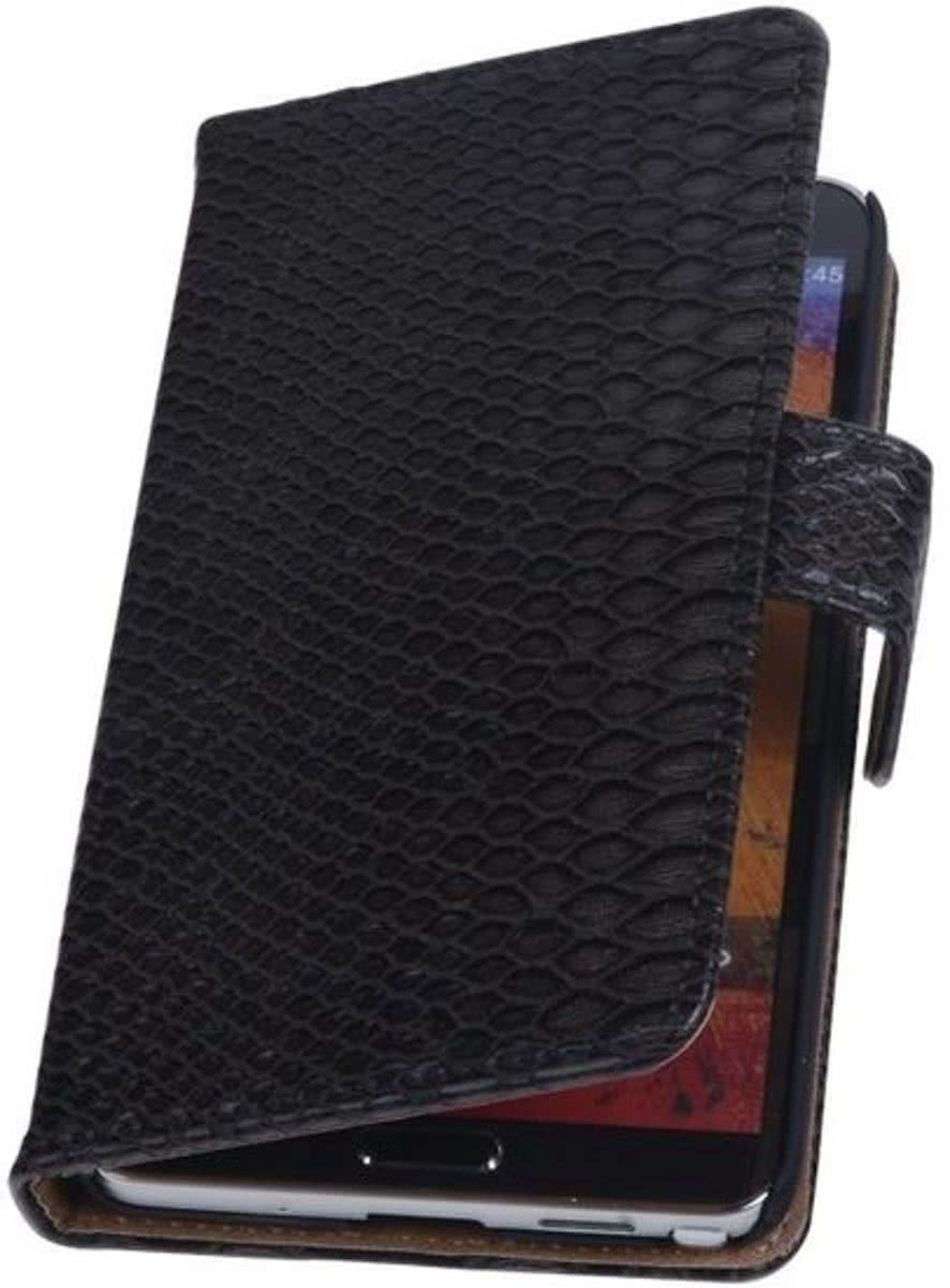 Best Cases Samsung Galaxy Note 3 Neo - Slang Zwart Booktype Wallet Hoesje Gratis verzending Gratis retourneren Bescherm uw telefoon