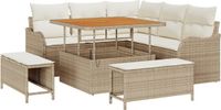 vidaXL Tuinbank Set Beige Polyrattan