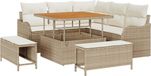 vidaXL Tuinbank Set Beige Polyrattan