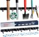 Unyqoos® Support mural en acier inoxydable 49 cm – Support pour outils et balais avec 4 pinces (17–30 mm) et 5 crochets, acier inoxydable, adhésif ou vissable