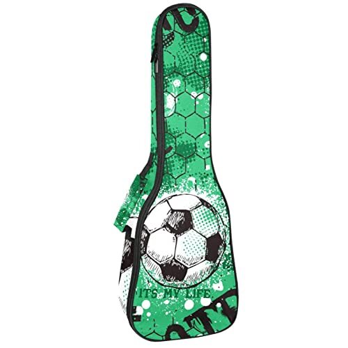 Mersov Tenor Ukulele Gigbag Waterdichte Ukelele Case Gewatteerde Rugzak, Geweldig voor Sopraan Concert (21/23/24") Kunst Groene Achtergrond Voetbal