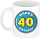 Bellatio Decorations Verjaardag cadeau mok - 40 jaar - blauw - 300 ml - keramiek