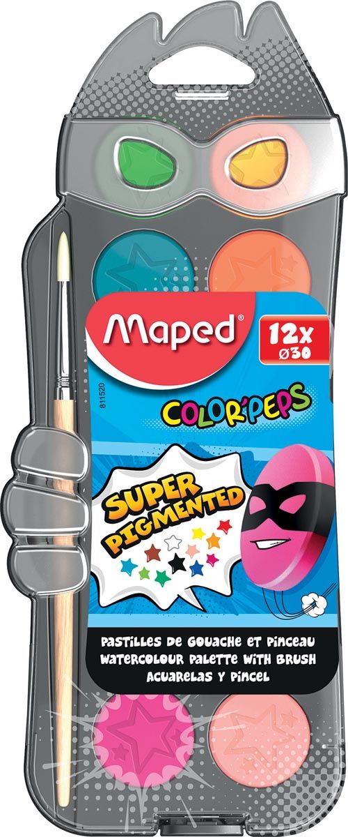 Maped Office Color'peps waterverf - napjes 30 mm - box x 12 + 1 penseel
