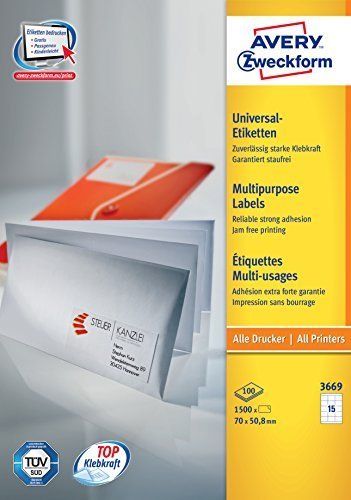 Avery Universele Etiketten - wit - 70,0 x 50,8 mm - permanent klevend