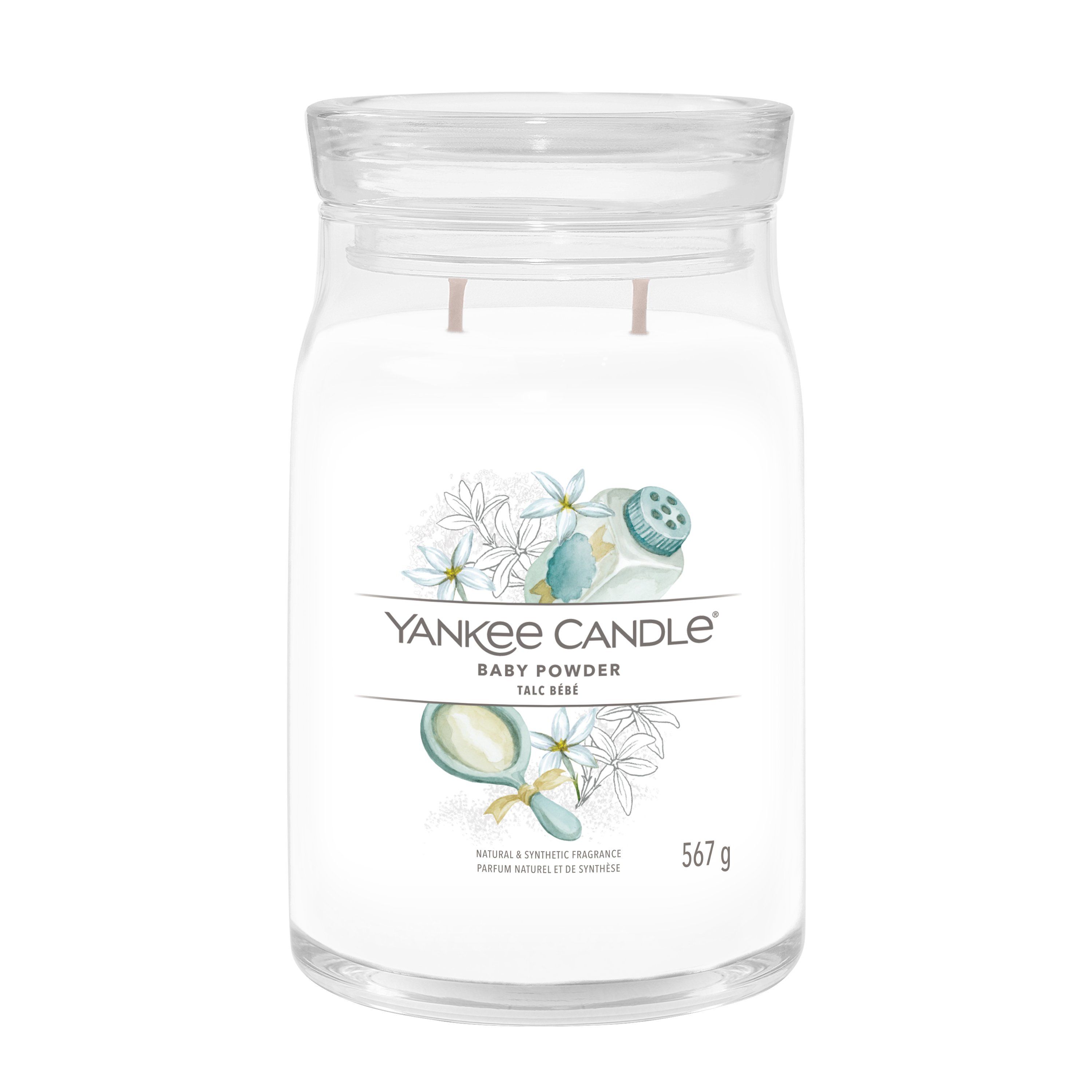 Yankee Candle Signature Baby Powder Cylinder Candle - White - 90 Hours - 157mm