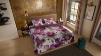 Pure dekbedovertrek bloemen - 1 persoons 140x200/220 cm - Bordeaux - Katoen