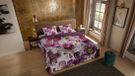 Pure dekbedovertrek bloemen - 1 persoons 140x200/220 cm - Bordeaux - Katoen
