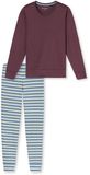 SCHIESSER Pyjama ' Casual Essentials ' blauw / donkerbruin / wit