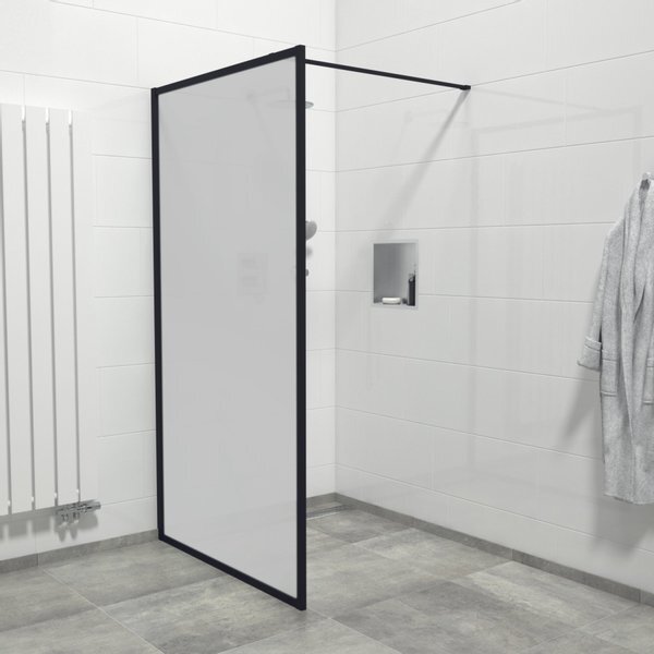 Saniclass Bellini inloopdouche 90x200cm veiligheidsglas mat glas mat zwarte lijst rondom met anti kalk Mirrors-90B/NFF/F