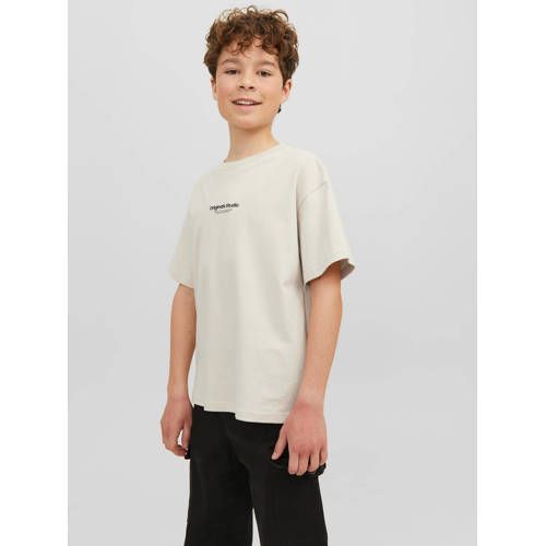 JACK & JONES JUNIOR T-shirt JORVESTERBRO met tekst beige