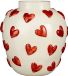 Mica Decorations vaas harten - H33 x D30 cm - Keramiek - Wit/rood